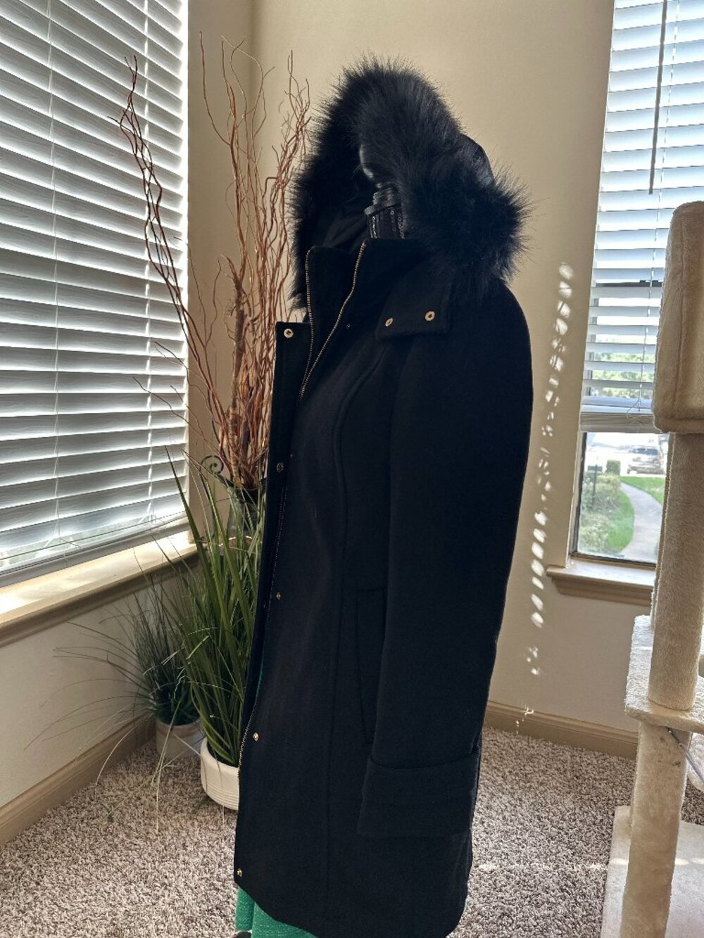 Cole Haan fur trimmed coat